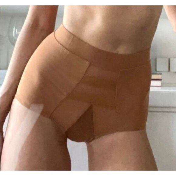 NWT $48 HAH X Free People Hi Waisted Panty Size Medium Brown Sugar Sheer Pin Up - Picture 1 of 12